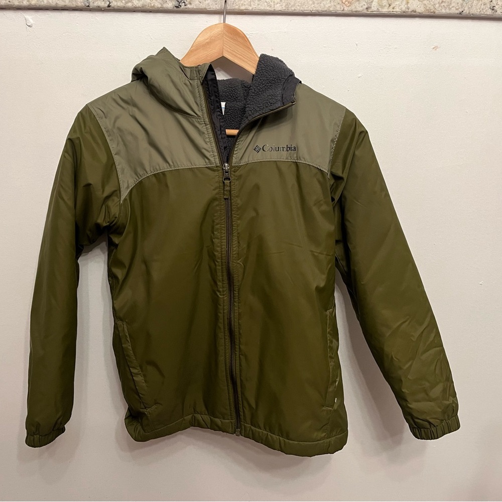Columbia green jacket with fleece size 10-12yrs